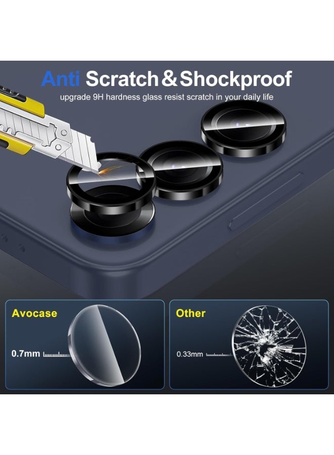 Avocase For Samsung Galaxy S26/S26Plus Camera Lens Protector, Individual Metal Ring Tempered Glass Lens Cover, [Strong Adsorption] Scratch Resistant Ultra-Thin HD Clear Lens Cover, 1 Set-Black Ring - Image 3